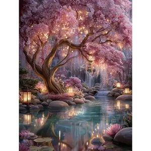 Tree of Life Stamped Cross Stitch Kits - Landscape Needlepoint Counted Cross Stitch Kits for Beginners Adults Patterns Dimensions Needlecrafts Embroidery Kits Arts and Crafts