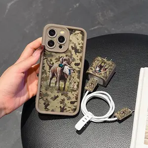 Dog Pattern Phone Case with Charger Head Cover & Cable Protector & Storage Rope, Anti-drop Durable Protective Phone Case for iPhone 16 15 14 13 12 11 Pro Max Plus X XS XR mini, Casing