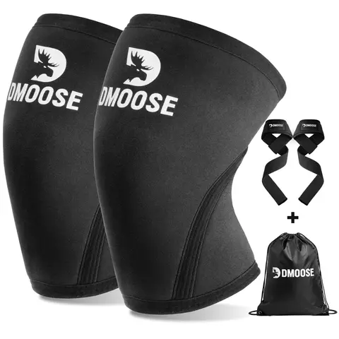 DMoose Fitness 7mm Breathable Knee Sleeves - Mounted Support, Compression Therapy, Pain Relief, Injury Prevention, Extra Protection for Weightlifting Performance Enhancement