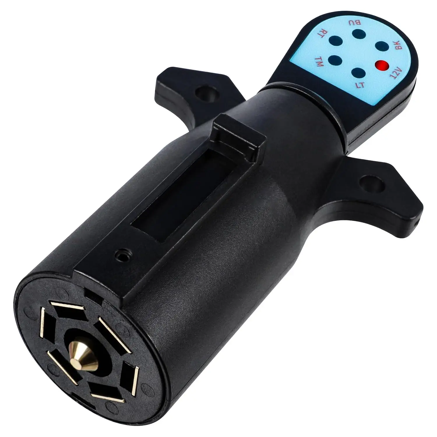 7-Pin Flat Trailer Light Tester - Standard Size Plug-and-Play Automotive Diagnostic Tool, Multi-Function Electrical Circuit Checker for 7-Way Connectors, In/CM Compatible Socket Tester