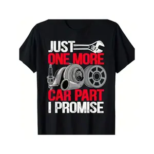Men'S T-Shirt with Mechanical Humor - Casual Crew Neck Tee Featuring The Print 'I Promise One More Auto Part', Bohemian Design, Regular Fit Suitable for Any Season, Family Tee for All Occasions