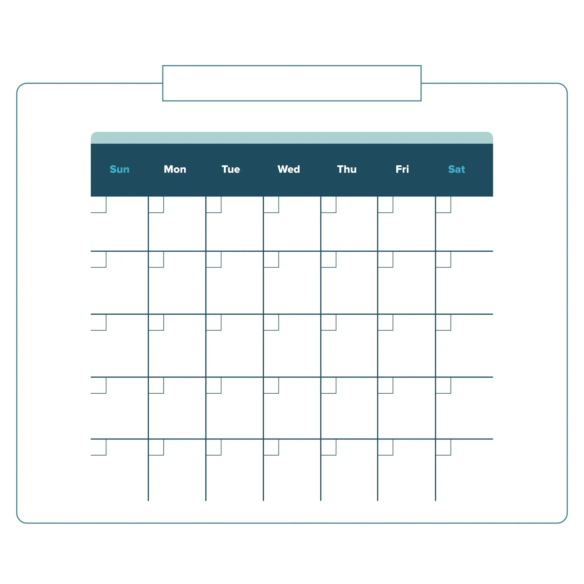 Calendars: Touch of Blue Modern One Month Calendar Dry Erase - Removable Adhesive Decal