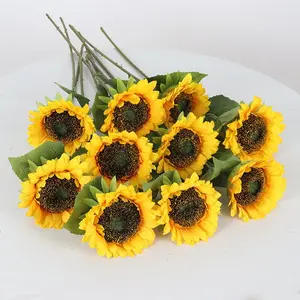 3Pcs Artificial Yellow Sunflowers with Long Stems, Indoor & Outdoor Decorative Centerpiece, for Home Office Wedding Garden Thanksgiving Christmas, Spring Summer Autumn Decor