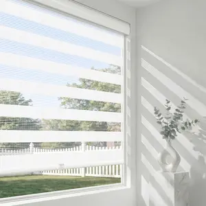 INCUSTOM Cordless Zebra Blinds for Window, French Door Blinds Free-Stop Roller Window Shades with Valance, Light Filtering Window Treatment Sheer Blinds & Shades Easy to Install