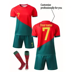 Custom Two-Piece Quick-Dry Soccer Outfit for Boys, Includes Jersey Number 7, Suitable for Matches And Training, Soccer Team Uniform with Short Sleeves And Shorts, for Outdoor
