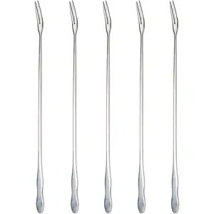 Extra Long Pickle Fork 12.6 inches, 5 Pcs Long Handle Olive Fork, Stainless Steel Cocktail Forks, Prong Pickle Picker, Pickle Grabber, Long Dessert Forks, Long Fruit Fork, 5 pieces