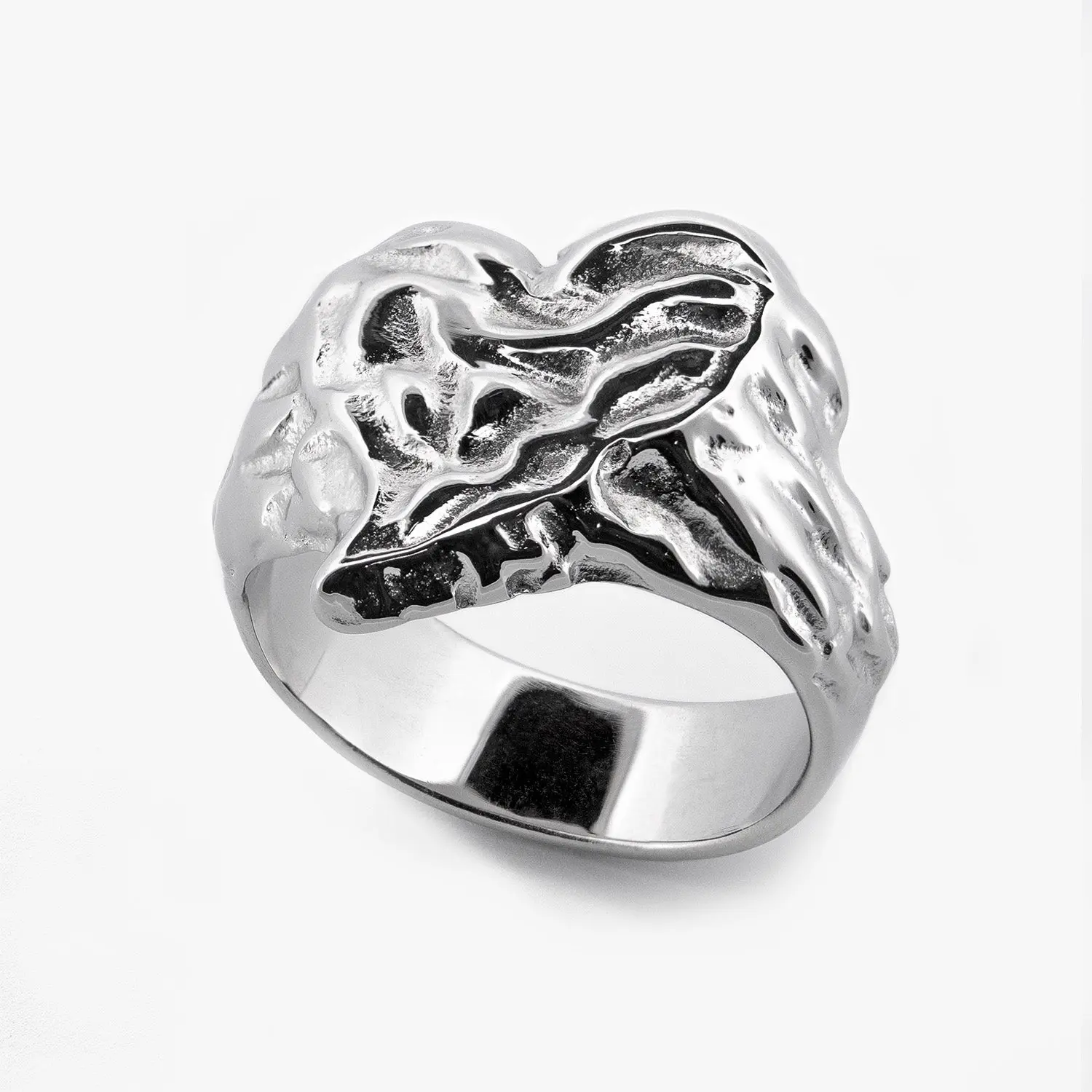 Molten Heart Ring - Stainless Steel Ring - Waterproof