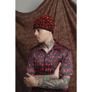 Red Skin Cells Beanie for Men, Soft and Cozy Material, Fashion Accessory