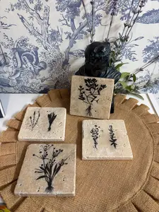 Magic Botanical Sketches Stone Coasters
