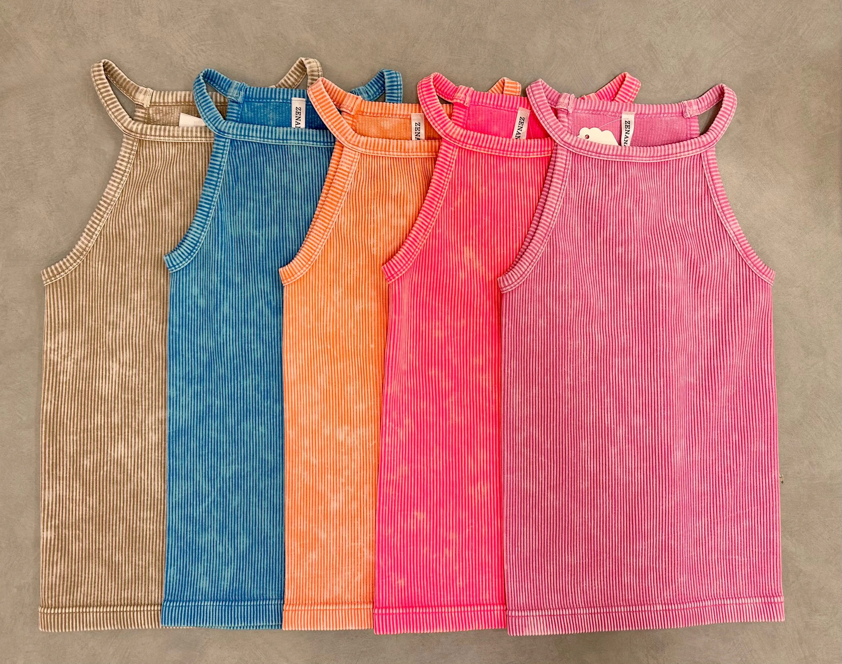 Stone Washed Ribbed Seamless Cami Top