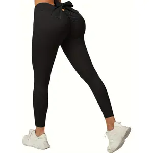 European and American Fashion Sexy Bow High Waist High Elasticity Dance Training Running Yoga Pants Leggings