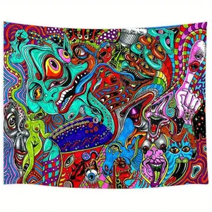 Extra Large Psychedelic Fabric Monster Trippy Wall Tapestry - Room Decor 60X40 Decoration Gift Colorful