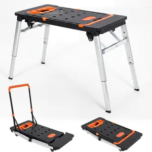 Garvee Upgraded 7-in-1 Folding Laboratory Workbench with Wheels – Multifunctional Lab Table Converts to Sawhorse, Low Platform, Dolly, Hand Truck & Car Creeper – Portable Workstation for Workshop, Industrial, Garage Use