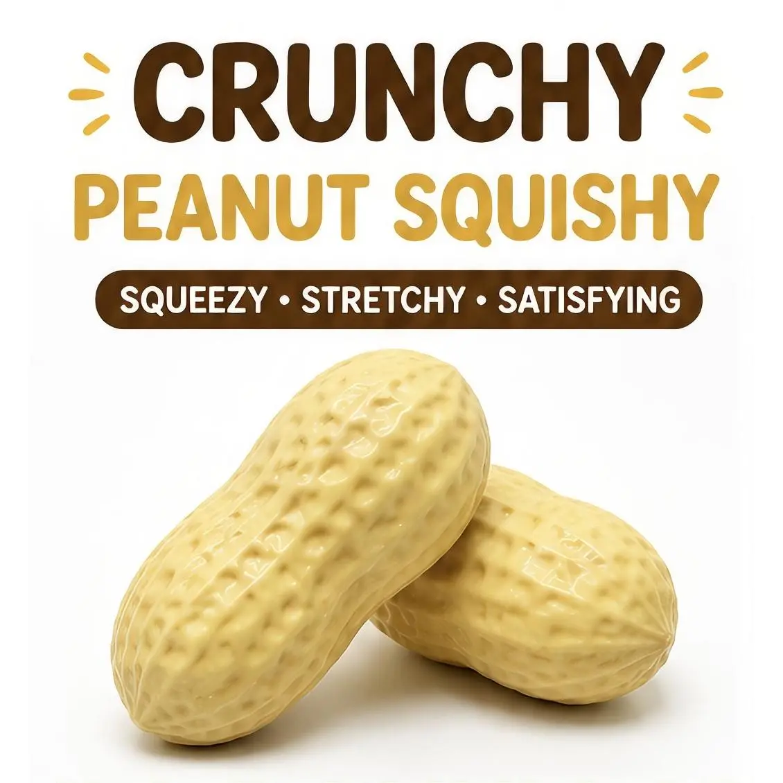 Crunchy Peanut Squishy - Squeezable, Stretchy, and Satisfying Sensory Toy for Kids and Adults
