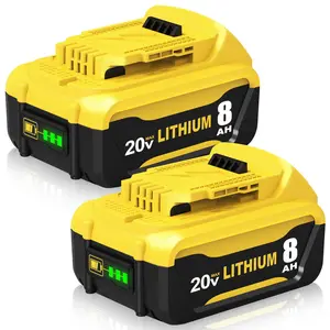 2Packs 8000mAh Replacement for Dewalt 20V MAX Battery Lithium-ion DCB206 Series Power Tools