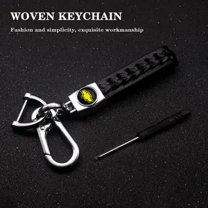 Chevrolet Leather Keychain Handwoven Key Ring, Premium Soft Leather, Durable Braided Rope, Easy Carry, Car Key Decoration Accessory