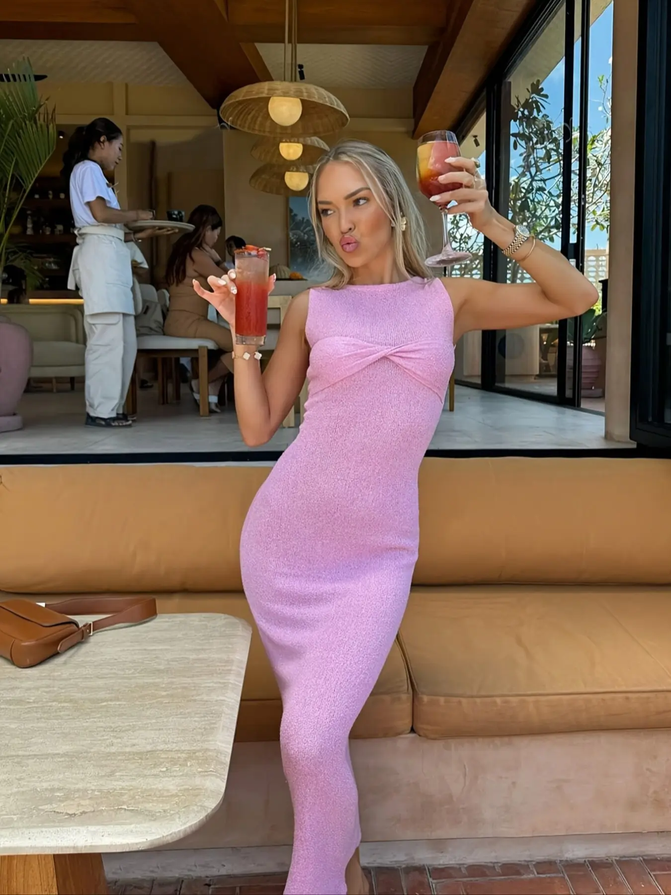 Elegant Sleeveless Knit Dress, Butterfly Knot Design, Soft Texture, Perfect for Beach Pool Sunset, High-End Lady Style - TikTok Shop Elegant Sleeveless Knit Dress, Butterfly Knot Design, Soft Texture, Perfect for Beach Pool Sunset, High-End Lady Style - TikTok Shop