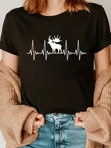 100% Cotton Unisex Moose Heartbeat - Best Moose Lover T-Shirt Moose Heartbeat Lover Gift