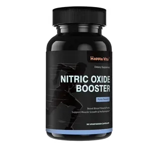 Happievita Nitric Oxide Booster Supplement with L Arginine and L Citrulline Essential Amino Acids and Ginseng Root, Energy, Heart Health, Muscle Growth & Circulation Support, 90 Capsules