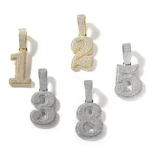 Iced Out Zirconia Number Pendant Chain Necklace Great for DIY Hip Hop Jewelry