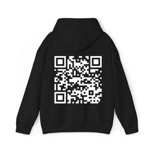 Funny FU QR Code Back Side Hoodie, QR Code Back Side Hoodie, Gift For Her, Gift For Him, Classic Fabric Top Clothing Cotton