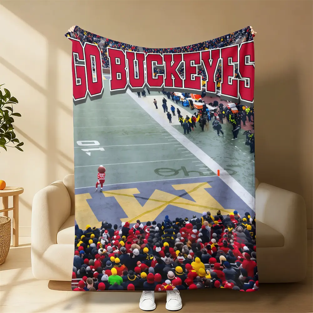 Countdown Sale! Ohio vs Michigan Rivalry Blanket,throw blanket Script Ohio on Big M Throw, Buckeye Fan Erase The M College Sports Merch, OSU Fan Cozy Gift Football Fan Ohio State Fan