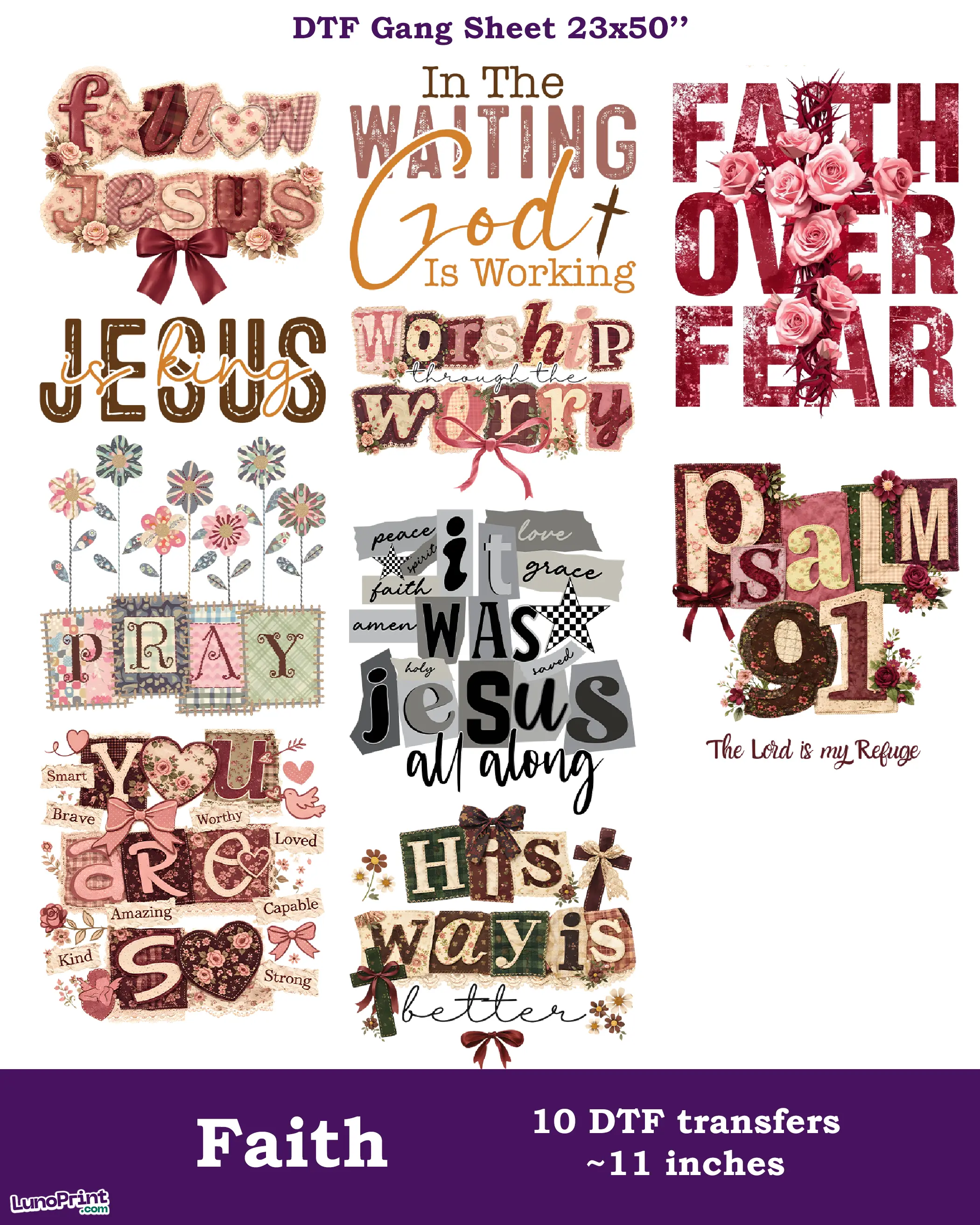 Faith DTF Gang Sheet Art Handicraft