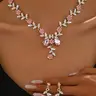 Women's Elegant Flower Design Necklace & Dangle Earrings, Exquisite Trendy, Fashionable Accessories for Party & Daily Clothing Decor, Elegant Jewelry Set, Necklaces Earrings Set, Necklace and Earring Set