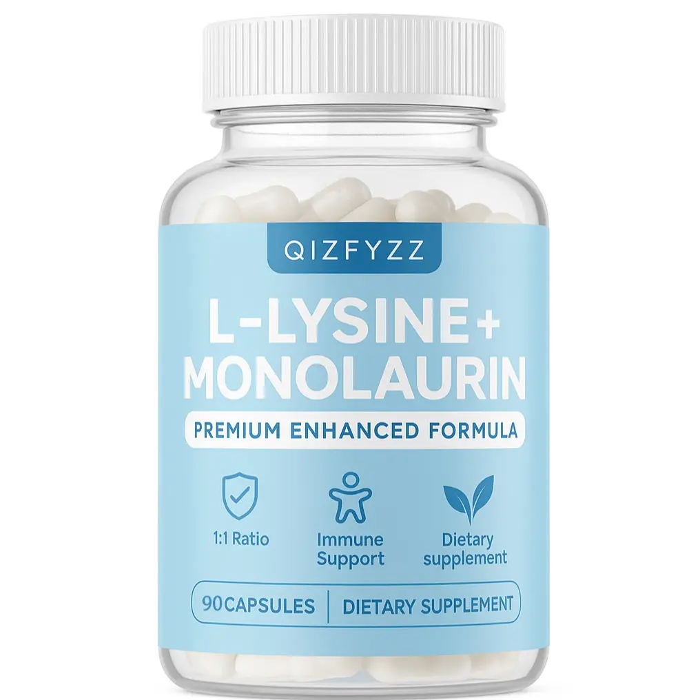 L-Lysine + Monolaurin Natural Dietary Supplement, 600mg 1:1 Ratio Formula, 90 Capsules