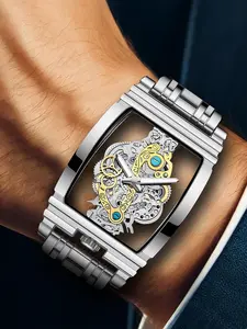 Men's Business Fashion Hollow Out Design Quartz Watch, Fashion Watch for Party, Daily Clothing Decor, Trendy All-match & Exquisite Watch for Birthday Gift with Box, Business Fashion Watches