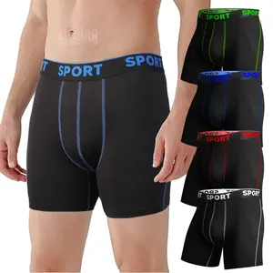 4 Pack Mens Letter Tape Boxer Shorts Briefs,Men Long Leg Underwear,Men Breathable Boxer Trunks,Men Underwear for All Seasons