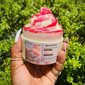 Neroli Rose Body Butter - Nourishing Nourishing Moisturizing Scented Body Butter in Jar with Cream and Rose Fragrance