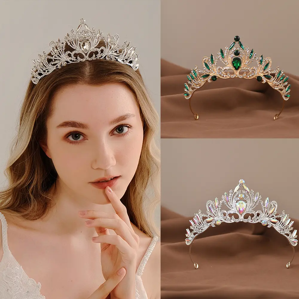 Bridal Headdress European Luxury Crystal Tiara Crown For Women Party Wedding Princess Rhinestone Bridal Crown Hair Accessories