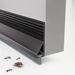 39" Door Draft Stopper with Brush Self Adhesive Door Sweep Under Door Seal Weather Stripping Insulation Block Dust Noise Hot Cold Air Black 1 Pack