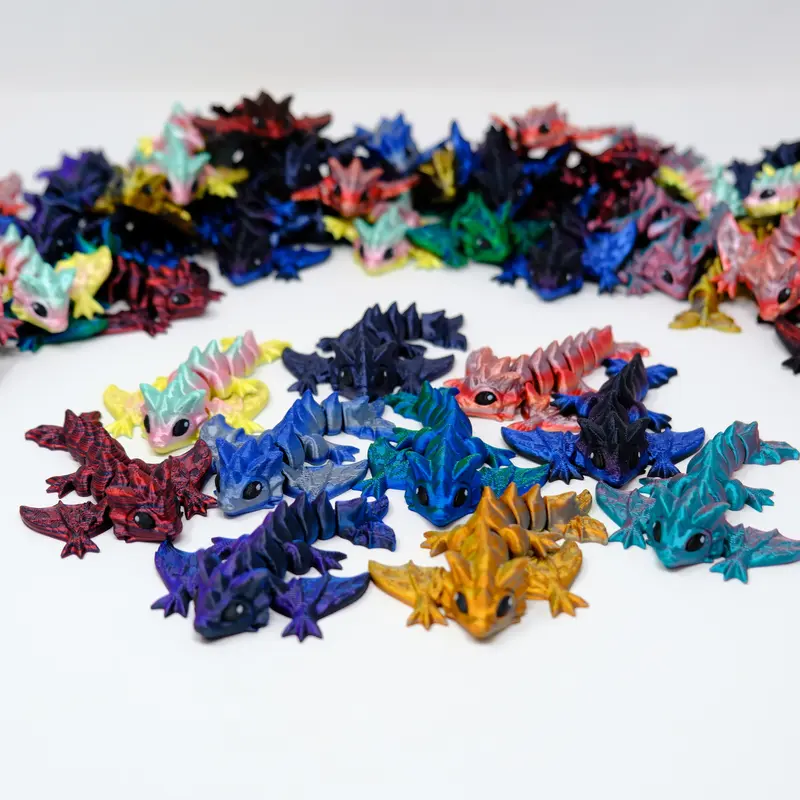 Animon Studios Tiny Wyvern Dragon Articulating Flexi 3D Printed PLA Dragon Keychain & Ornament Unique Gift for Dragon Lovers Fantasy Fans
