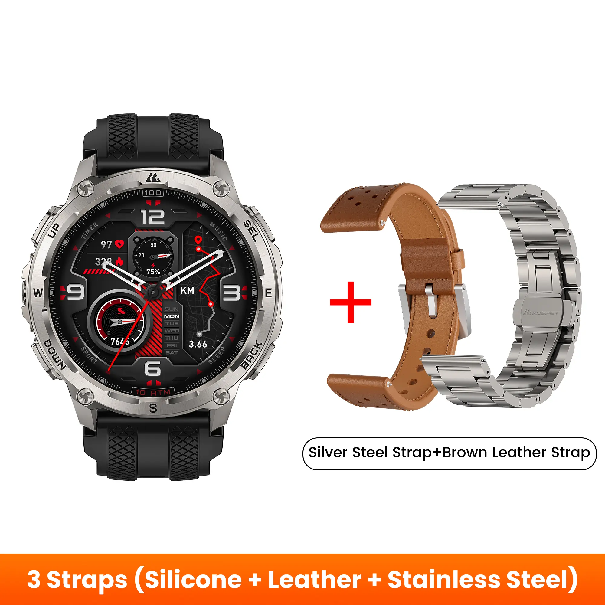 Black+Leather + Stainless Steel