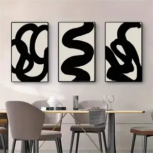 Abstract Line Art Poster, 3 Counts/set Canvas Hanging Painting without Frame, Wall Art Decor for Home Living Room Bedroom Office, Ornaments