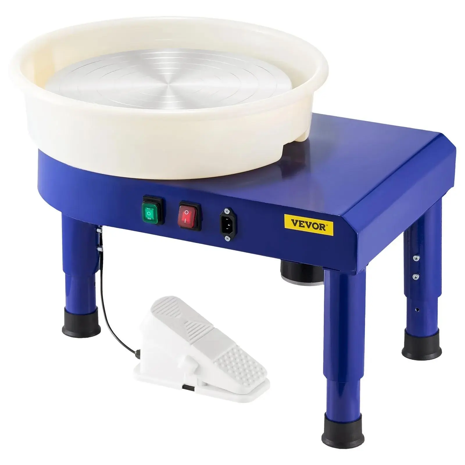 【Summerfinds】VEVOR Pottery Wheel,  14 in Ceramic Wheel Forming Machine, 60-300 RPM Speed Adjustable Foot Pedal, Adjustable Lift Leg, Detachable Basin, Complete Tool Accessory Kit for Work Art Craft DIY, Blue