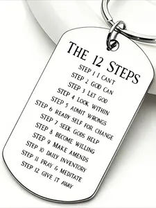 1 "THE 12 STEPS" keychain, a minimalist gift for recovery support—a healing accessory engraved with the 12-step recovery guide and inspirational quotes
