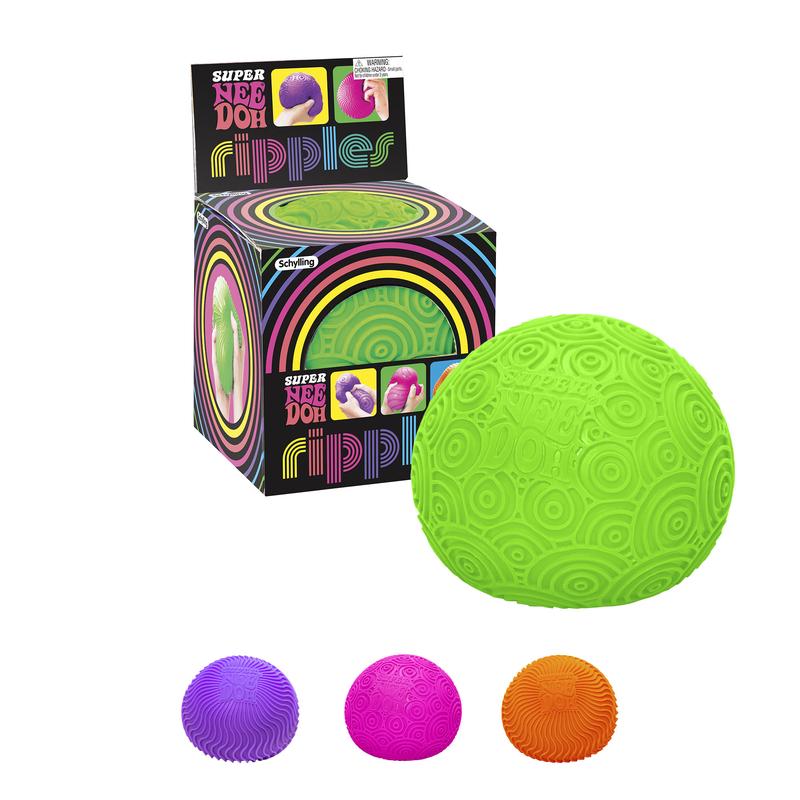 Schylling Super NeeDoh Ripples- Huge NeeHoh 4.5" in Diameter - Sensory Toy with Fun Dough Filling  - 1 Random Color - Ages 3 and Up - One piece shipped at random