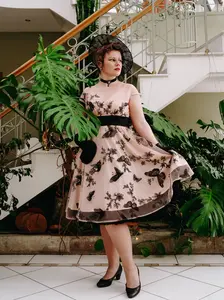 NUDE 1950S LACE BUTTERFLY SWING VINTAGE DRESS Casual Womenswear