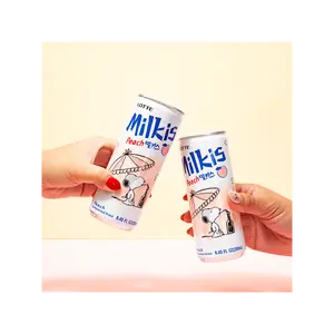 LOTTE Milkis Peach-Flavored Sweet Sparkling Milk Beverage, 8.45 fl oz (6-Pack) Fizzy Drink