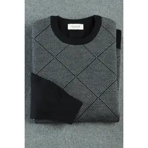 Bugatchi Long Sleeve Diamond Pattern Crewneck Sweater
