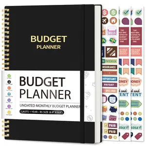 Budget Planner - Monthly Budget Book with Expense Tracker Notebook, Undated Bill Organizer & Finance Planner to Take Control of Your Money, 2023-2024 Account Book to Manage Your Finances-Black