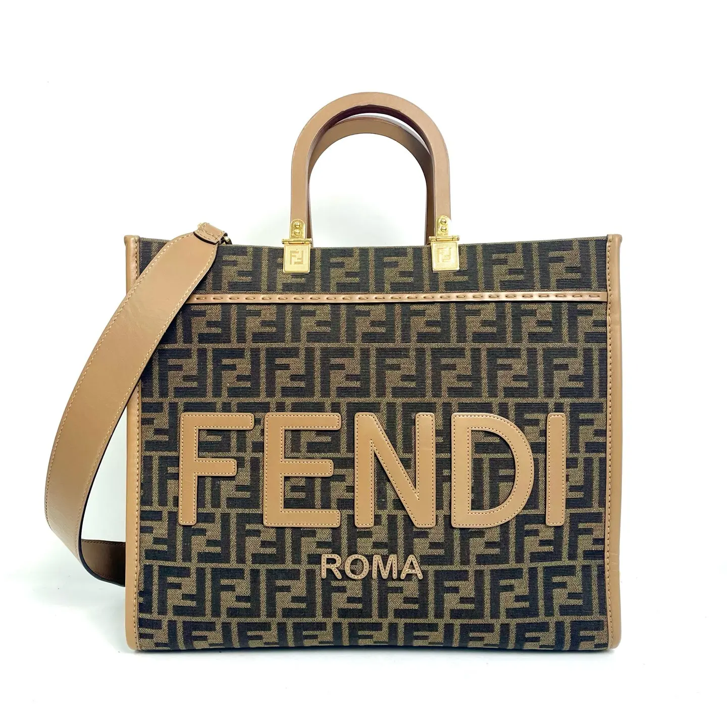 Pre-owned canvas Tote Bags Fendi Medium Sunshine Shopper FF Motif Tote Bag