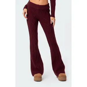 Edikted Women's Ray Cable Knit Flared Pants