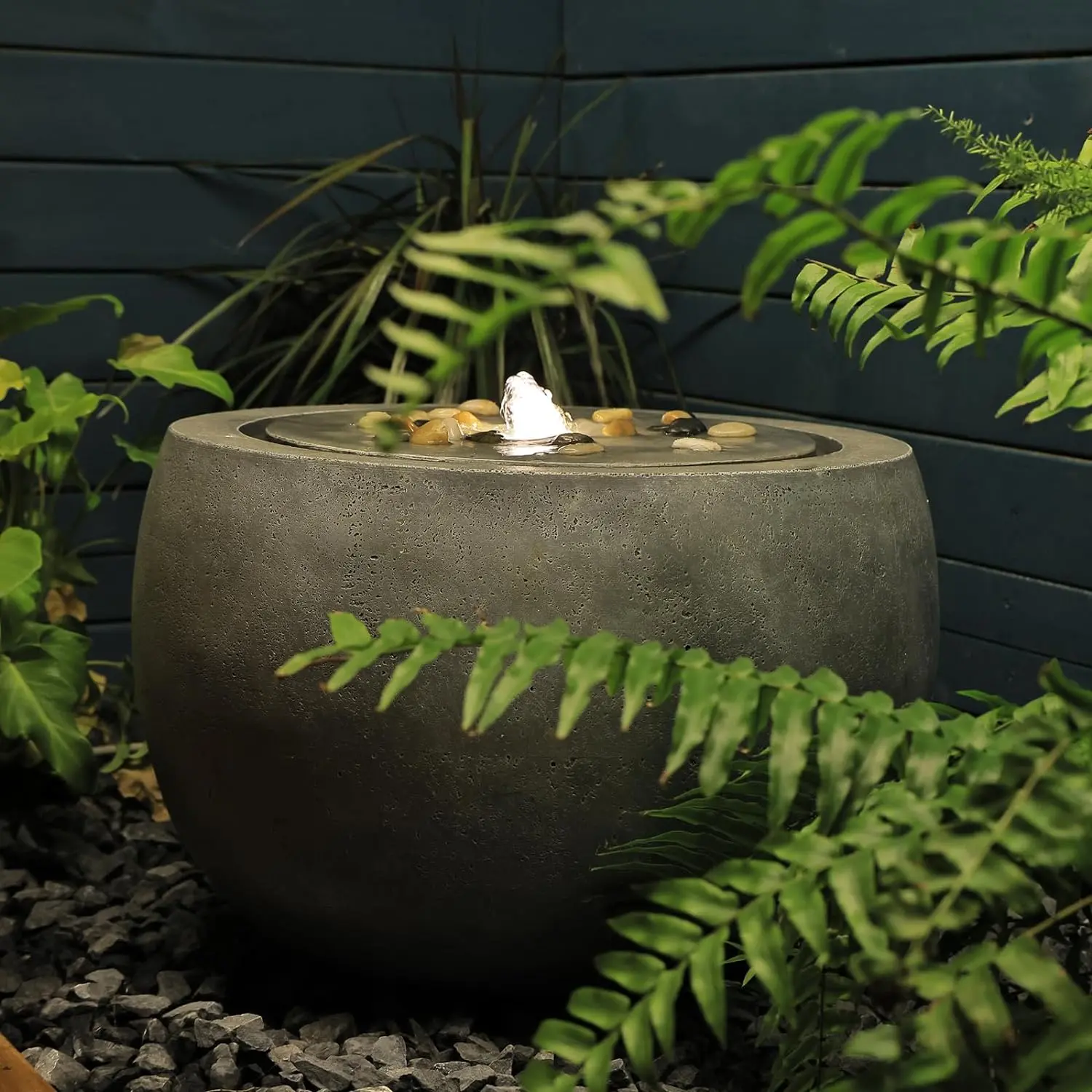 Tankana Rustic Round Bubbling Fountain - Faux Stone Water Feature with Pump, Indoor-Outdoor Home Decor for Patio, Yd