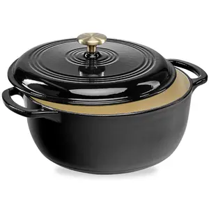 Best Choice Products Enamel Cast-Iron Dutch Oven, 6 Qt & 7.5 Qt – Heavy-Duty Cookware w/ Lid & Dual Handles, Multiple Colors