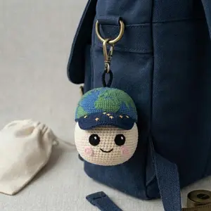 Artemis II Copy Moon Joy Crochet Keychain, Amigurumi Moon Joy Keyring, Handmade Gift for Sci-Fi Fan, Copy Heart, Copy Bracelet