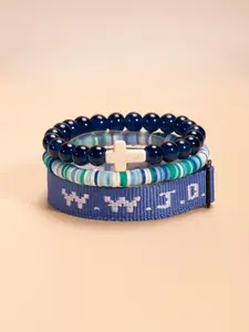 WWJD Letter Design Beaded Bracelet, Trendy Stack Bangle, Christian Cross Charm Decor Bracelet for Women & Men, Fashion Jewelry Accessories for Daily Wear